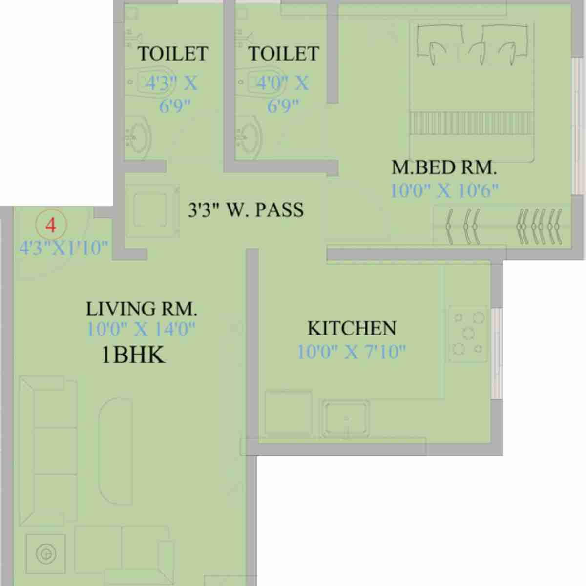 Mount-Casa-Floor-Plan-1-BHK-442-Sqft