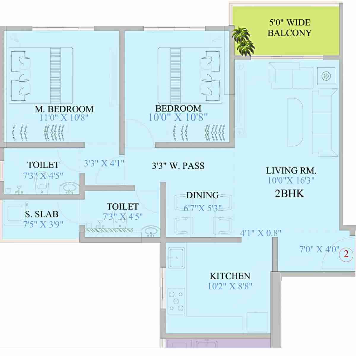 Mount-Casa-Floor-Plan-2-BHK-774-Sqft